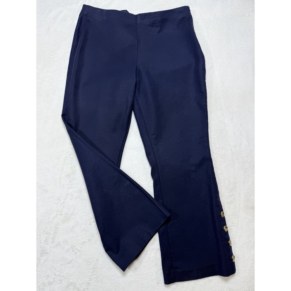 Crosby by Mollie Burch Button Detail Pant 8 Navy Blue Ankle Career Nautical Yach